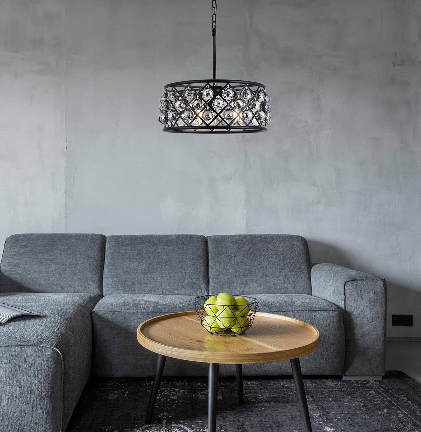 Elegant Lighting 5-Light Pendant Lamp, Mocha Brown Finish, Silver Shade, 20in Depth x 9in Height, Model 1214D20MB-SS/RC