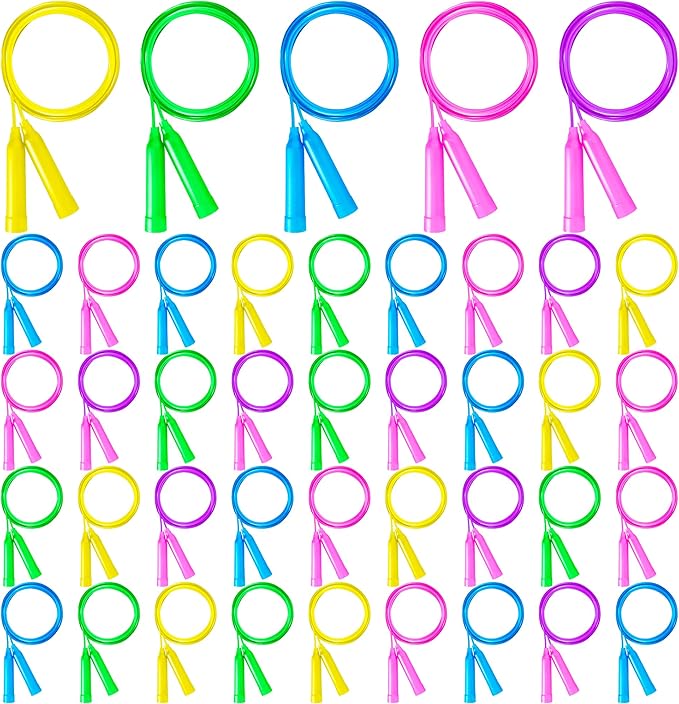 Jump Ropes for Kids, Colorful Jump Ropes for Kids Bulk, Adjustable Skipping Ropesfor Boys Girls, Tangle-Free Plastic Jumpi...