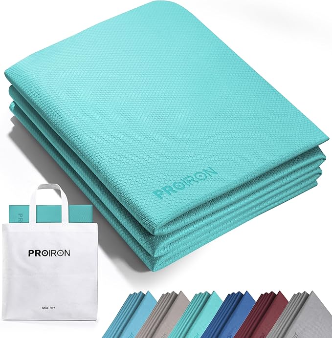 PROIRON Foldable Yoga Mat 0.24"/0.16" for Home Workout & Travel, Non Slip Travel Yoga Mats with Carry Bag, Packable Yoga M...
