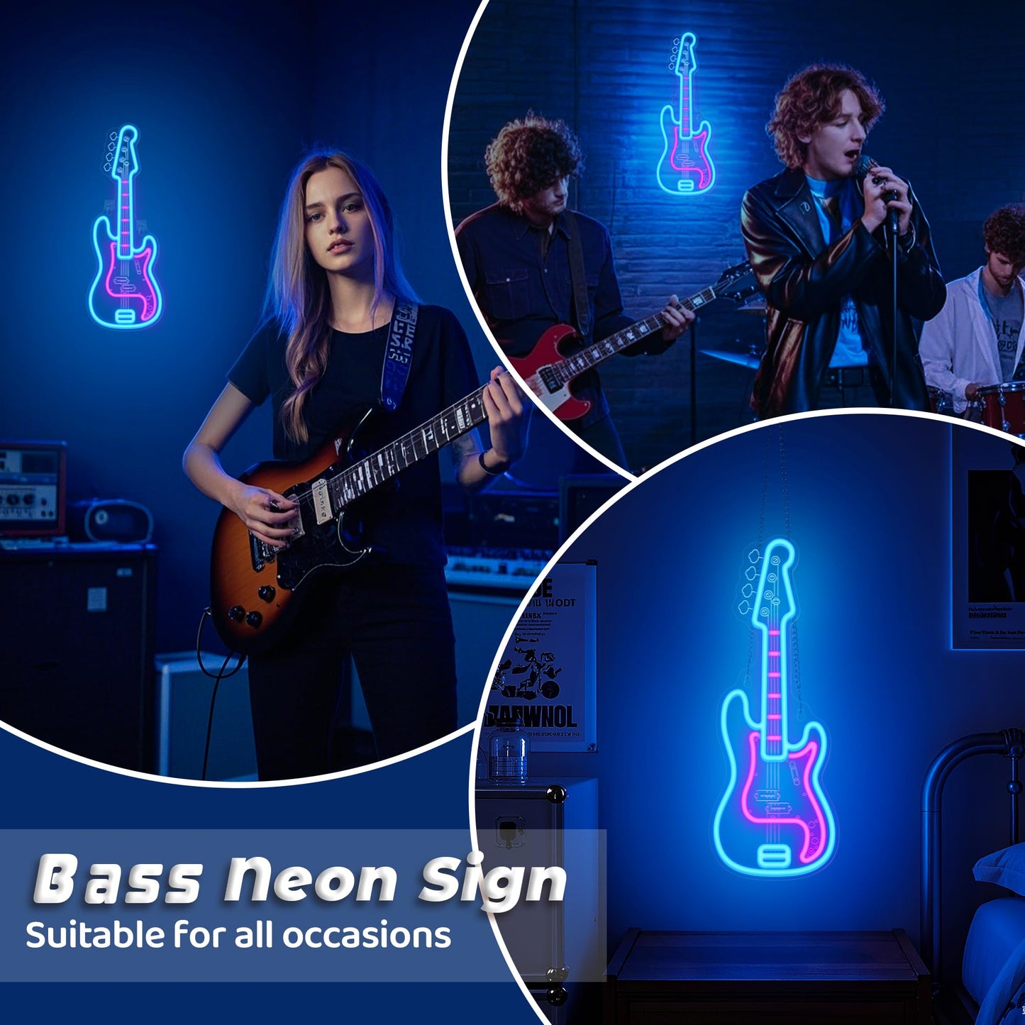 Coolgift Mart Bass Guitar Neon Sign  Dimmable Led Bass Guitar Room Decor Light With Usb Powered  Decorations For Bedroom Living Room Club Music Studio  Gifts For Bass Guitars Players Guitarists Music Lovers
