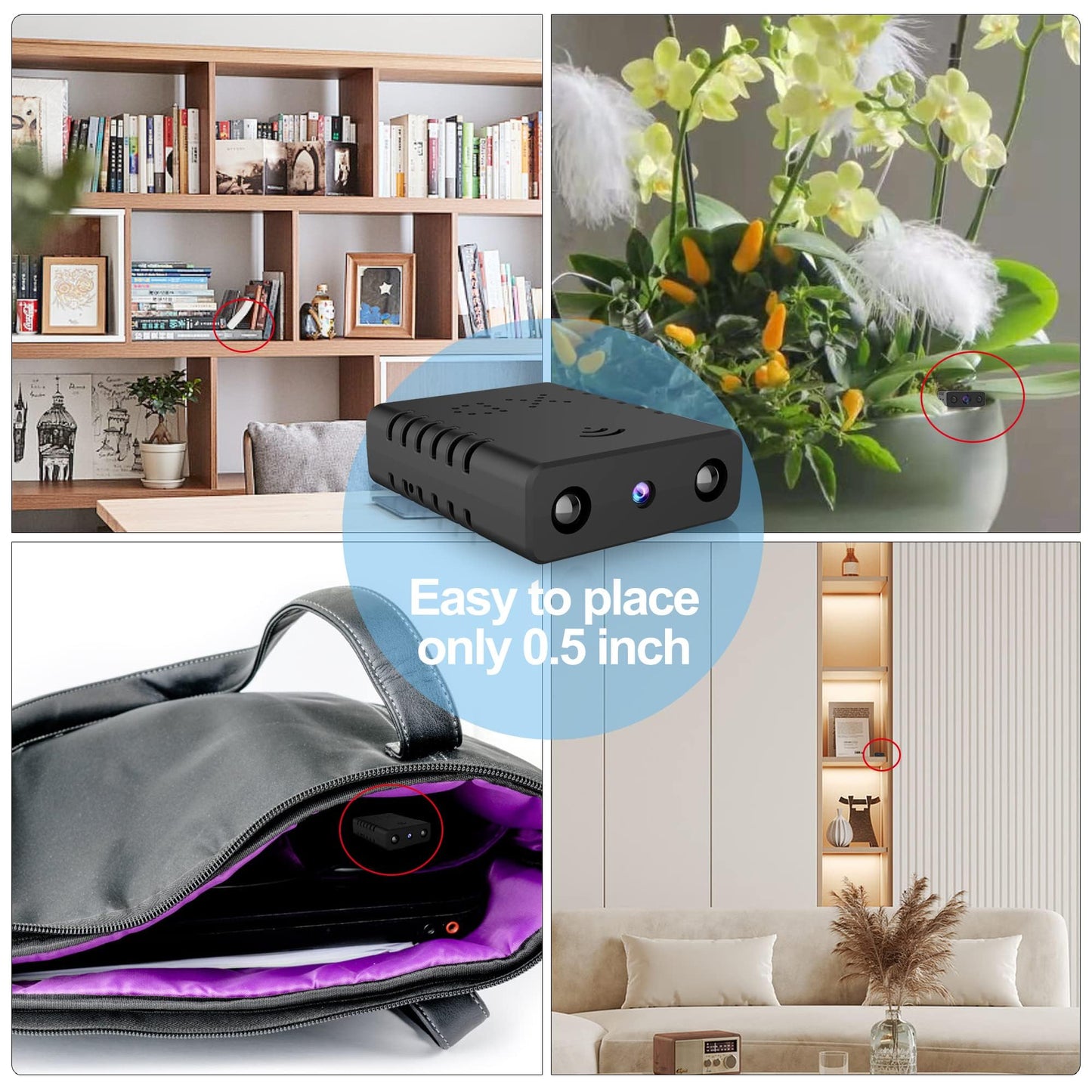 Rettru Smallest WiFi Video Cameras,1.5 Hours Battery, HD 1080P Security Personal Video recorders Webcams, Portable Surveillance with Night Vision, AI Human Motion-Activated Cameras, Remote Viewing.