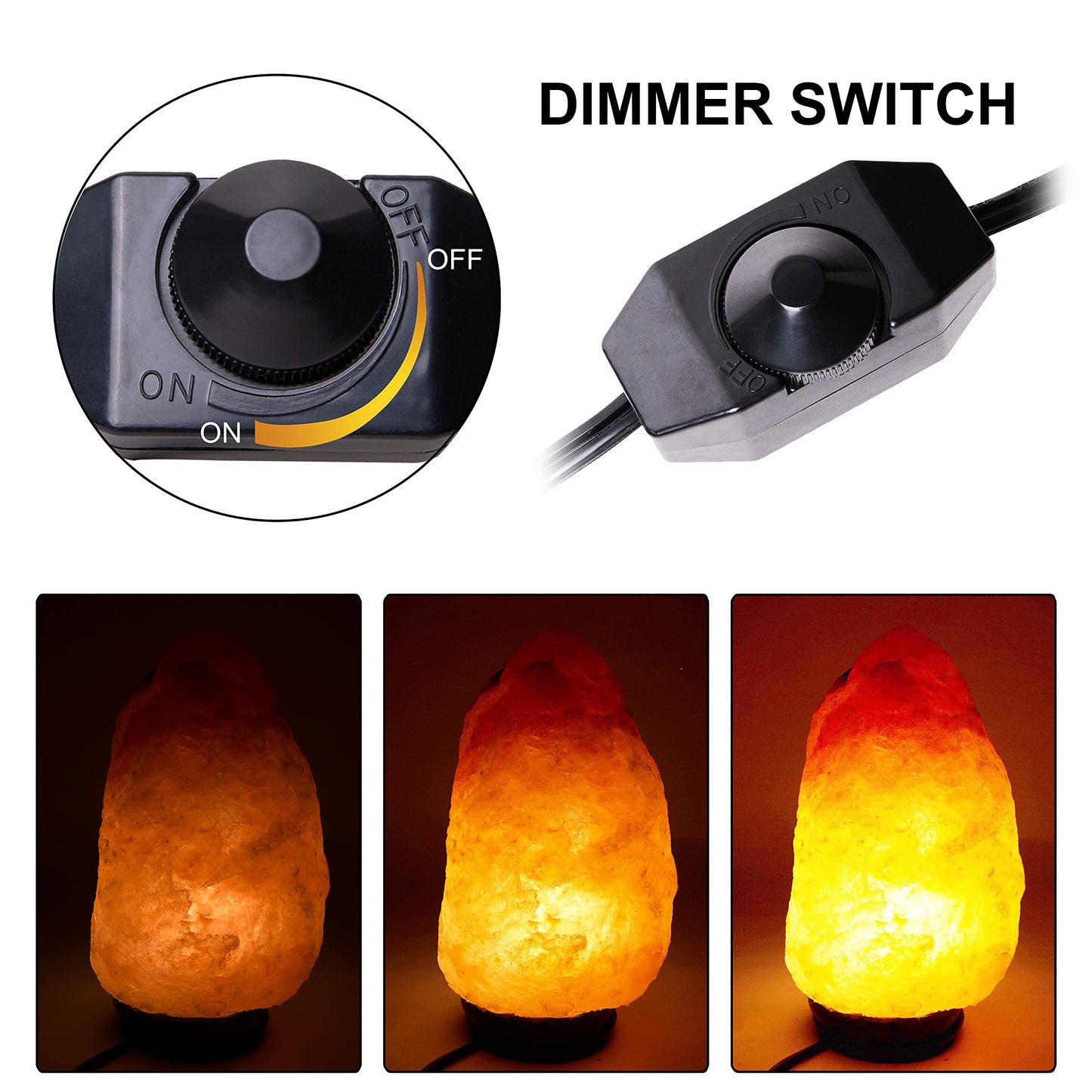 Venforze Himalayan Salt Lamp Replacement Cord With Dimmer Switch, 5 Feet, Metal Clip, Includes 6 E12 Halogen Bulbs, Size A1