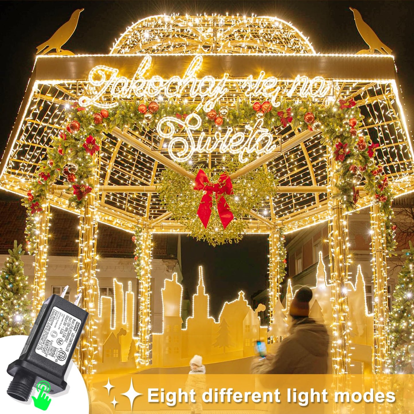 800 Led Christmas Lights Outdoor  Warm White Christmas Lights Indoor 8 Modes 262Ft Clear Wire  Plug In Twinkle Fairy String Light For Outside Bedroom Wedding Xmas Tree Party Decorations