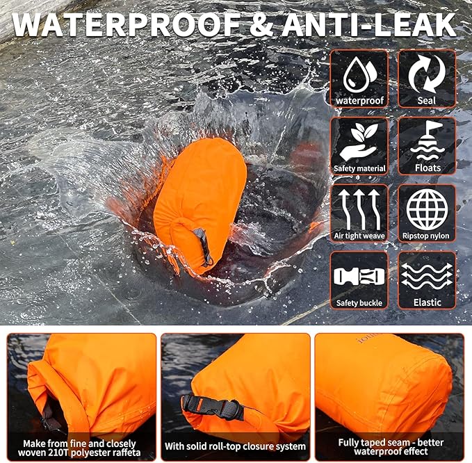 R2Depot Waterproof Dry Bag, 5L/10L/20L/40L/70L Dry Storage Bag for Kayaking, Gym, Hiking, Swimming (Purple, 5L)