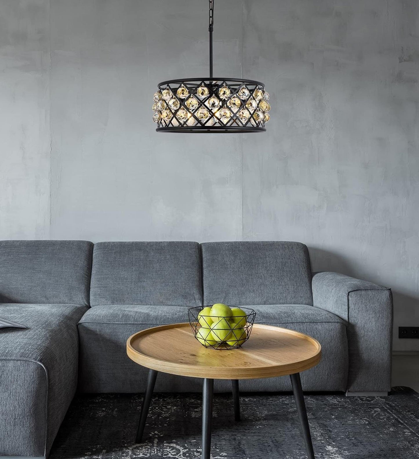 Elegant Lighting 5-Light Pendant Lamp, 20in Depth x 9in Height, Metal, Mocha Brown Finish, Model 1214D20MB-GT/RC, Golden Teak