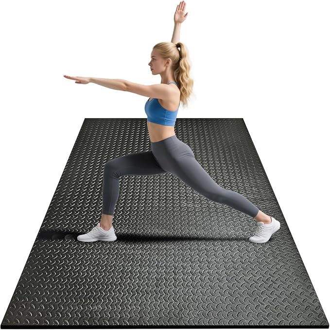 4x6ft Gym Floor Mat 10mm Thick - Large TPE/NPE Foam Workout Mat for Home Gym, Garage Floor, Yoga & Exercise - Non-Slip Ec...