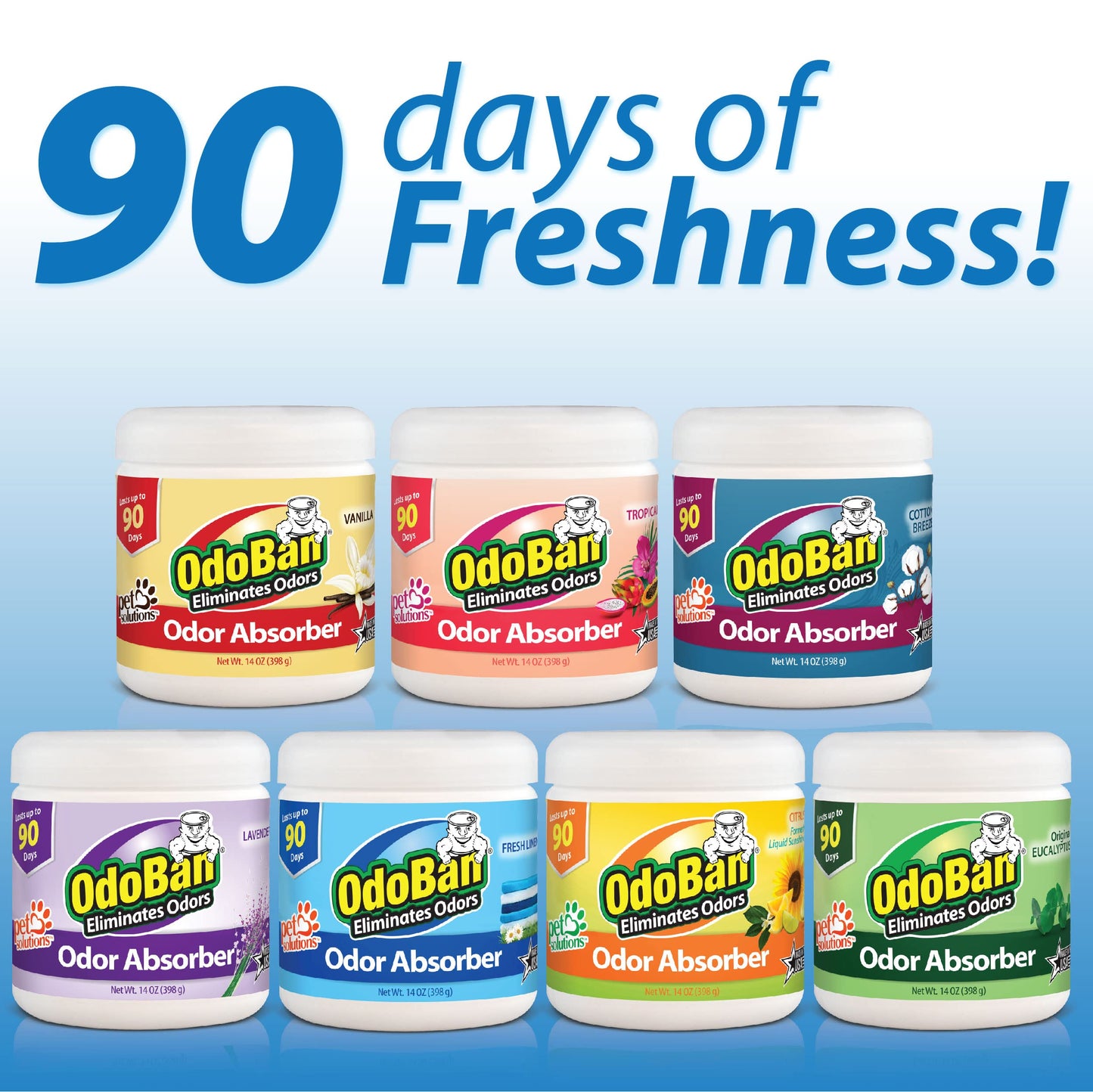 OdoBan Solid Odor Absorber Eliminator for Home and Small Spaces, Fresh Linen Scent, 14 Ounces Each, 3-Pack
