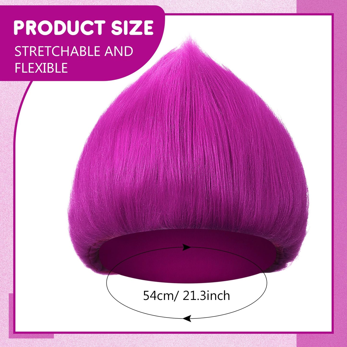 Geyoga 1 Pcs Unisex Funny Wig Hairy Costume Funky Hairband Crazy Wig Hair for Halloween Costume Party (Purplish Red)