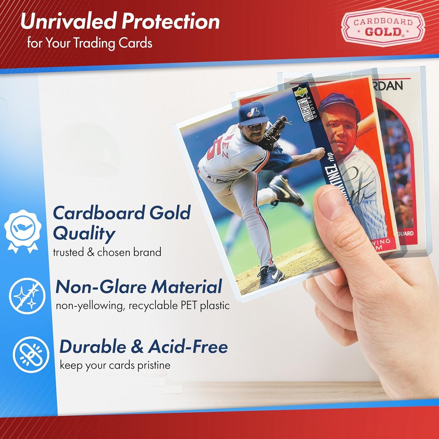 Cardboard Gold - 140pt Top Loaders for Cards - 40 Count - Premium 3x4 Inch Trading Card Toploaders - Protect Your Baseball and Sports Cards with These Crystal Clear Hard Plastic Sleeves Protectors