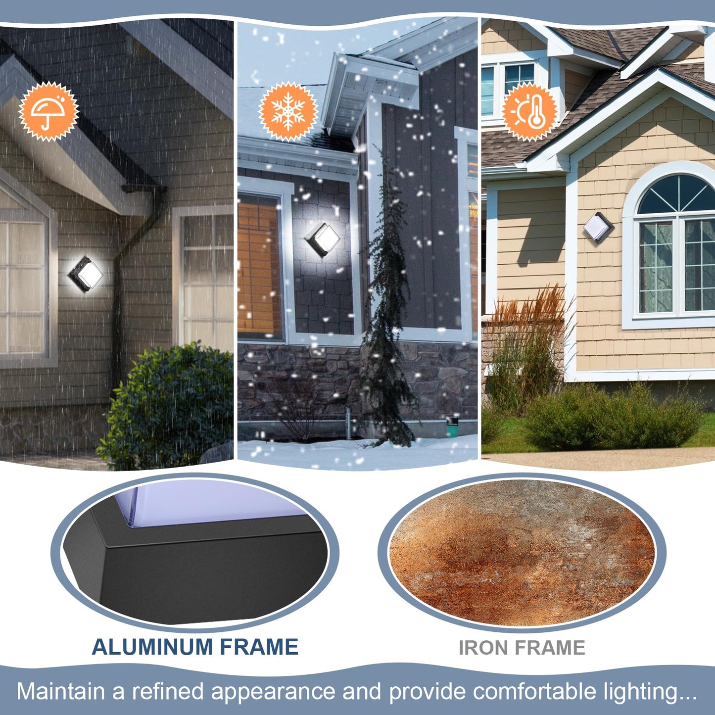 Biritalo Led Porch Lights 12W 6500K Outdoor Wall Lighting Double-Layer Cover Aluminum Exterior Light Fixture Ip65 Waterproof For Patio Stairway Garage Bedroom