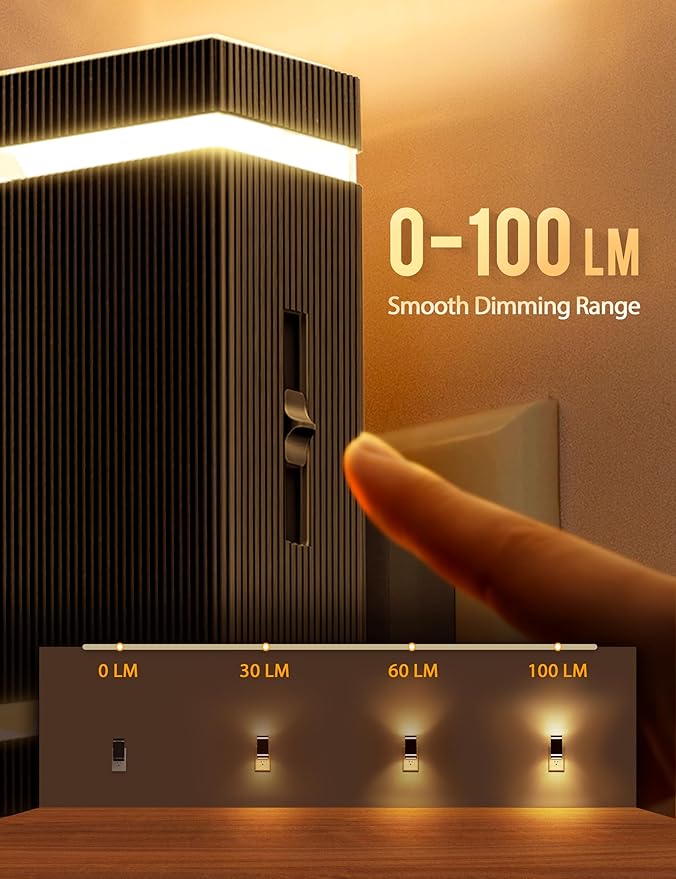 DORESshop Led Night Lights Plug into Wall [2 Pack], 1W 3000K Dimmable Night Light from 0LM to 100LM for Bathroom Hallway Bedroom Kids Room Stairway
