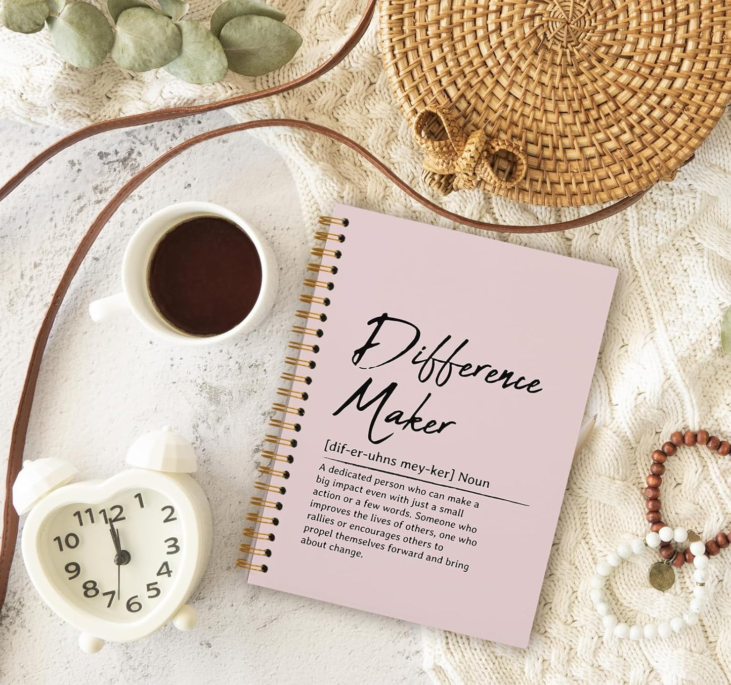 OXW Blush Notebooks for Work, Difference Maker Gift Meeting Notebook Journal for Writing, Employee Appreciation Gifts, Thank You Gifts for Women Men Leader Mentor Boss Manager, 5.5"x8.3"