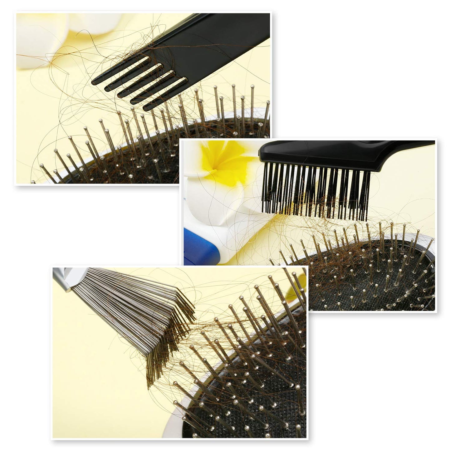 Boao 2 Pieces Hair Brush Cleaning Tool Comb Cleaner Brush Mini Comb Cleaning Hair Remover Tool for Removing Dust Home and Salon