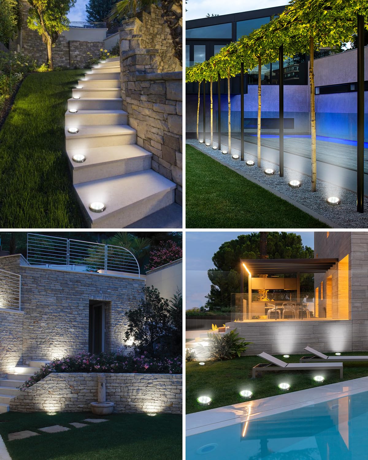 btfarm Solar Ground Lights, 8 LED, IP65 Waterproof, 6 Pack, Cool White, Model DC-CD915