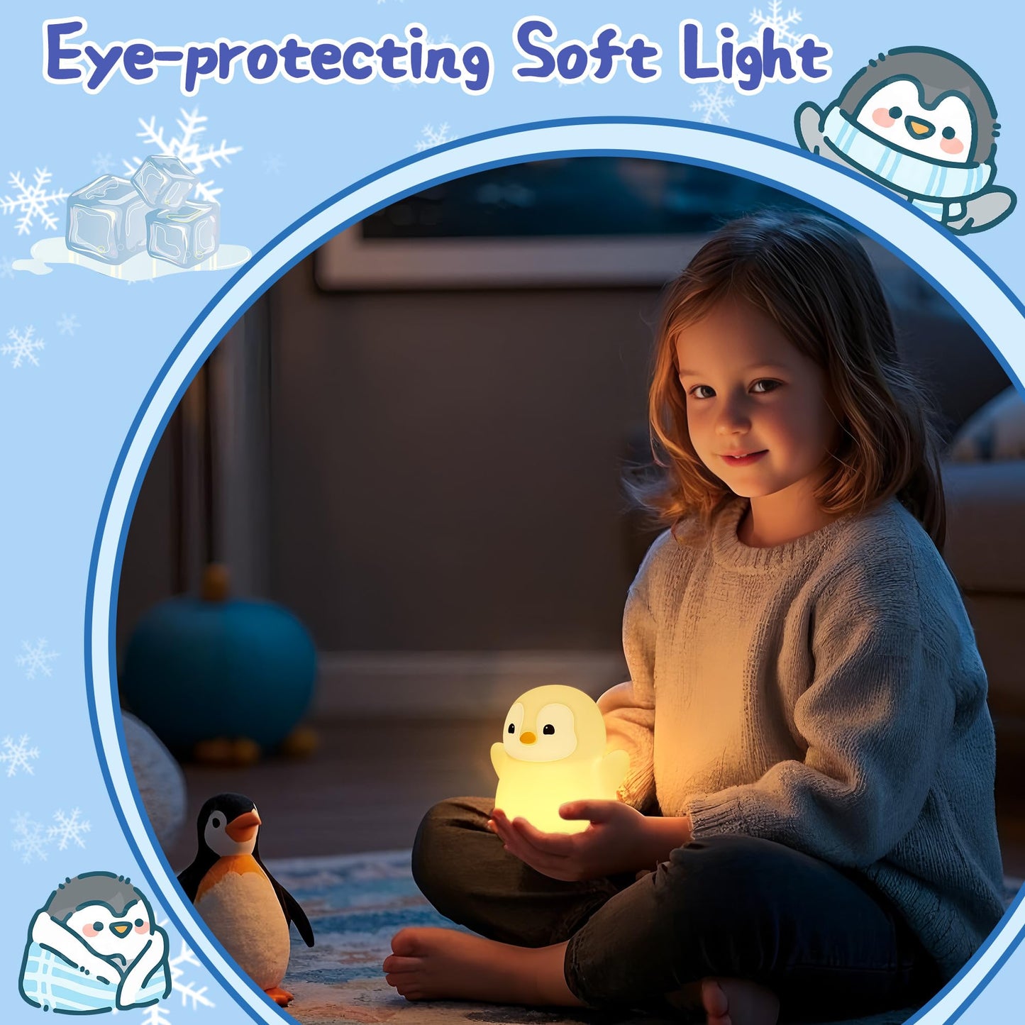YuanDian Penguin Night Light - Cute Silicone Toy, Warm Color, Model FSYD, Ideal for mature-themeds and Teens, Perfect for Christmas and Birthday Gifts