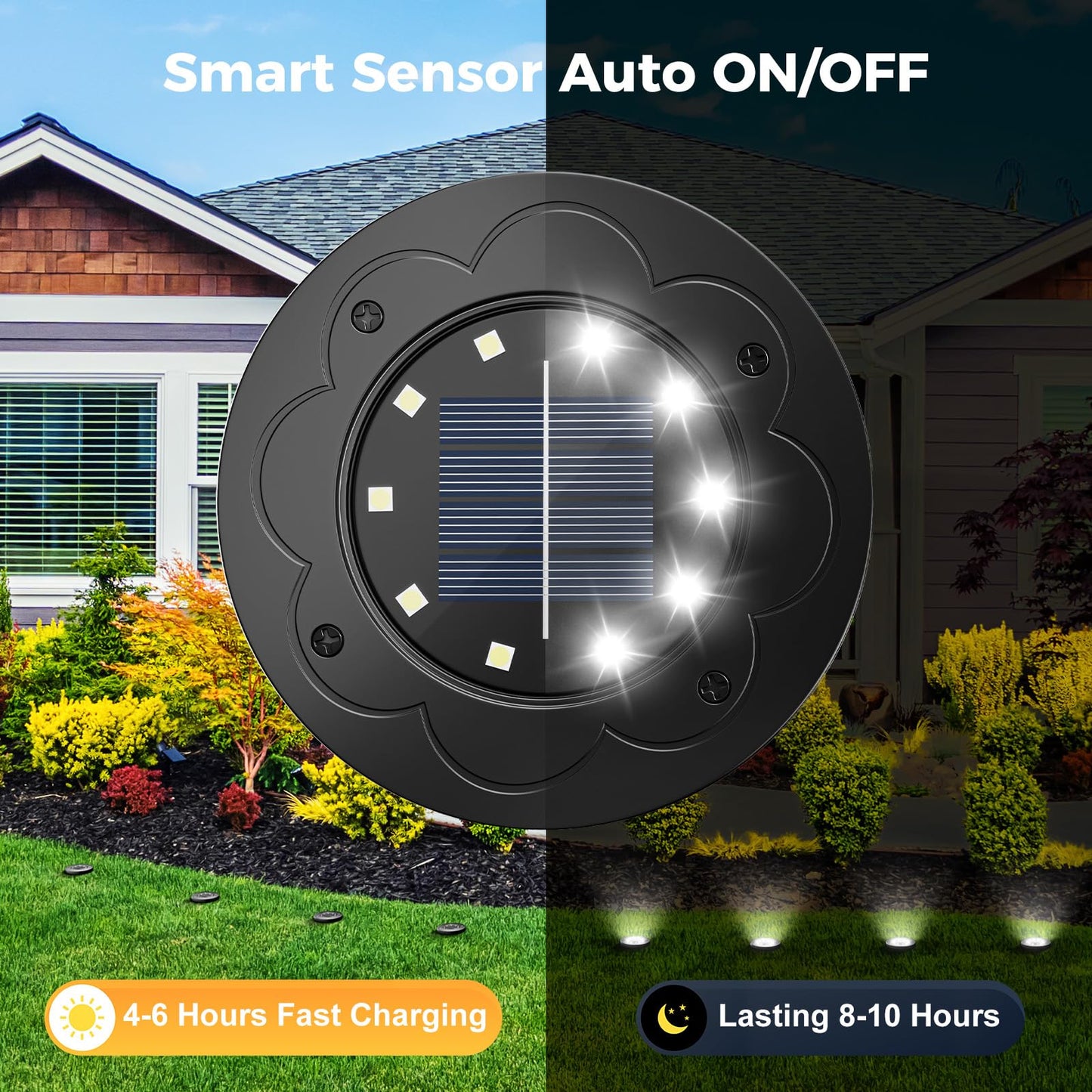 Brightown Solar Lights Outdoor Waterproof, 12 Pack LED In-Ground Lights for Yard, Garden, Pathway, Cold White