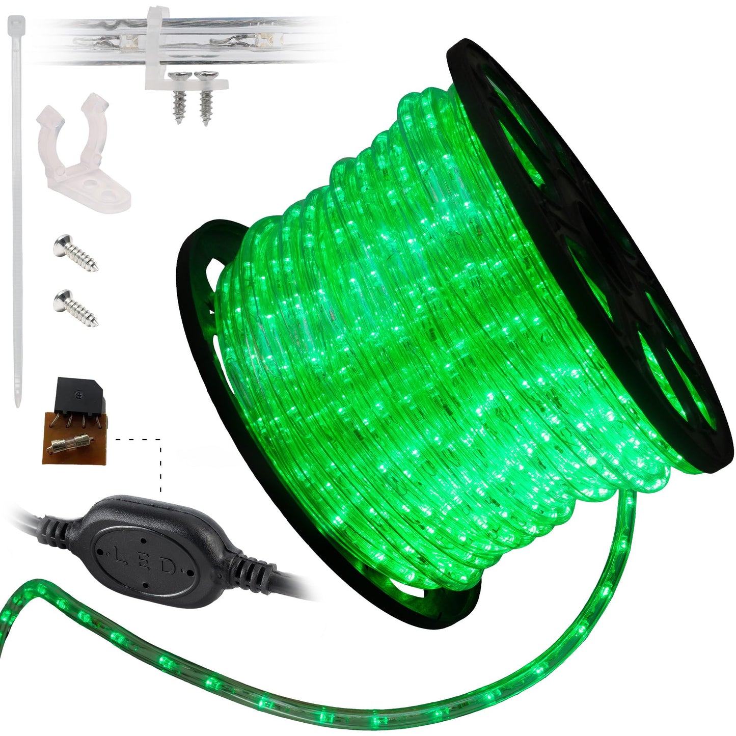 WYZworks LED Rope Lights, 150ft Connectable Waterproof, Flexible PVC, Green
