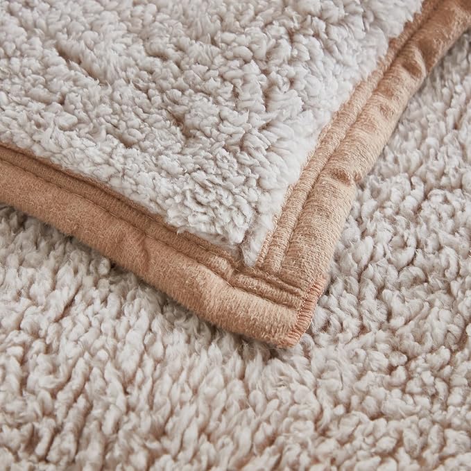EMME Fuzzy Blanket Soft Fleece Throw Blankets for Women, Fluffy Sherpa Throws(Plush Khaki,60"x80")