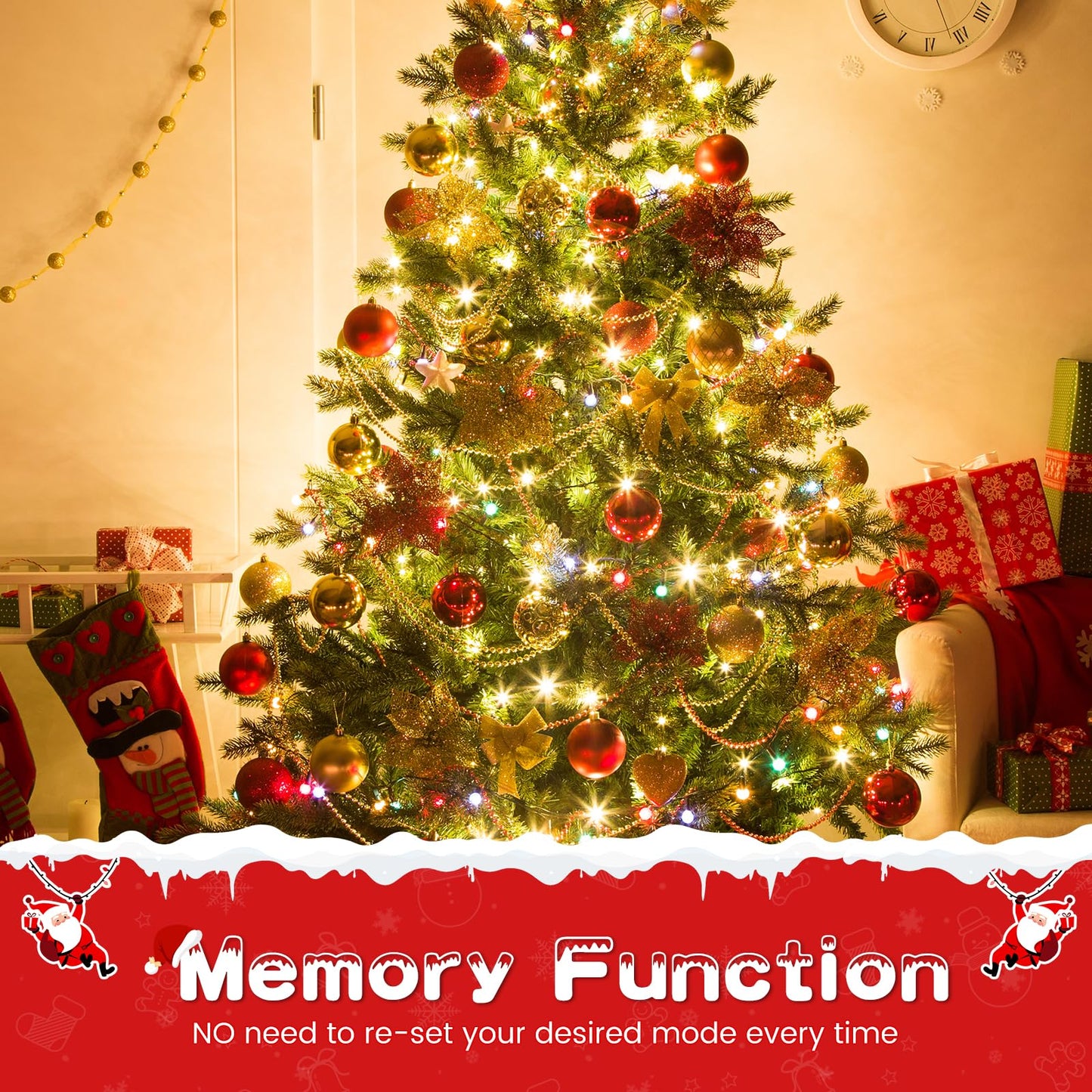 Areker Christmas Cluster Lights 760Led Warm White Christmas Tree Lights 25Ft 8 Modes&Memory Function With Dark Wire  Waterproof Christmas String Lights Outdoor Indoor Garden Wedding