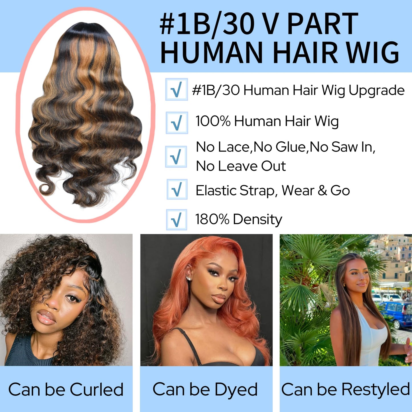 XSSXAKO V Part Wig Human Hair Body Wave Wig Upgradae Wigs Human Hair V Part Half Wigs for Black Women No Glueless No Leave Out B