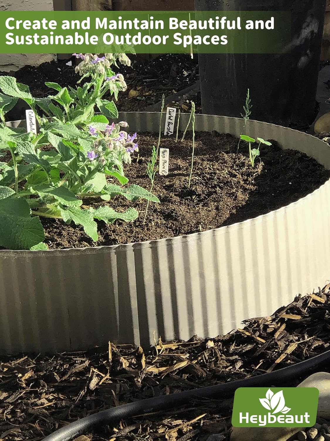 Corrugated Metal Garden Edging - 12" x20' Galvanized Steel Border, Durability Easy to Cut, Easy Installation & Stability, Ideal for DIY Flower Beds, Pathways and Patio Design Silver