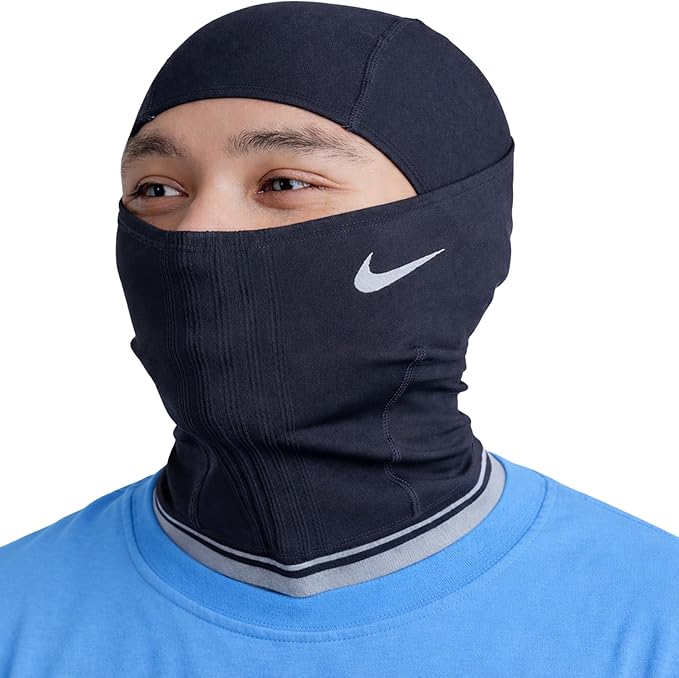 Nike Knit Hyperwarm Hood Unisex – Stylish Striped Knit Thermal Balaclava Face & Neck Warmer for Winter Runs, Rides & Commutes