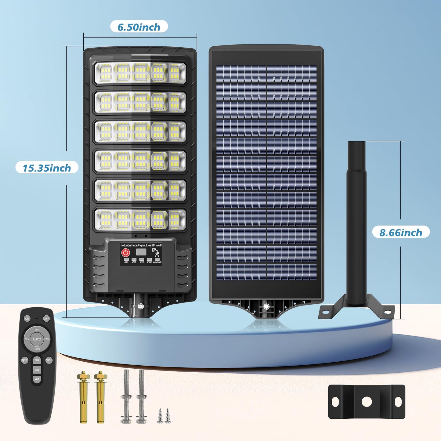 Okpro Solar Lights Outdoor Waterproof - Wide Angle Solar Street Lights Outdoor Dusk To Dawn With Motion Sensor And Remote Control  Commercial Led Security Street Light Ip67 Waterproof 4-Pack