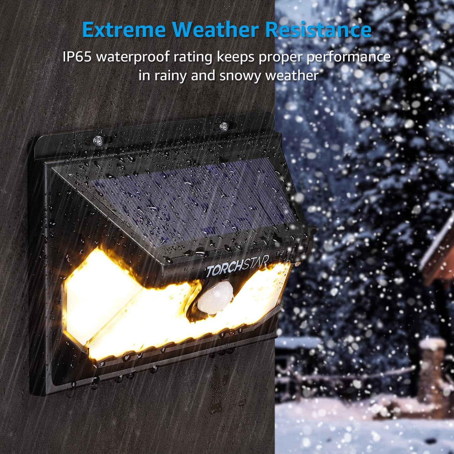 TORCHSTAR 58 LED Solar Security Light, Motion Sensor, IP65 Waterproof, 270° Beam Angle, 2 Pack, Warm White (3000K)