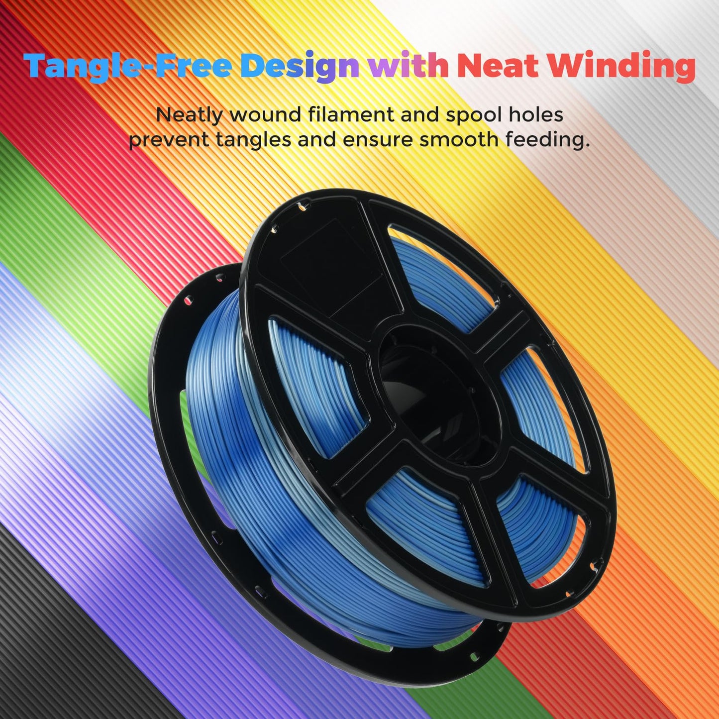 FLASHFORGE Silk Dual Color Filament, Blue to Silver Gradient, Smooth Color-Changing 3D Printer Filament 1kg (2.2lbs) Spool, 3D Printing Filament Easy to Use and Fits for Most FDM 3D Printers