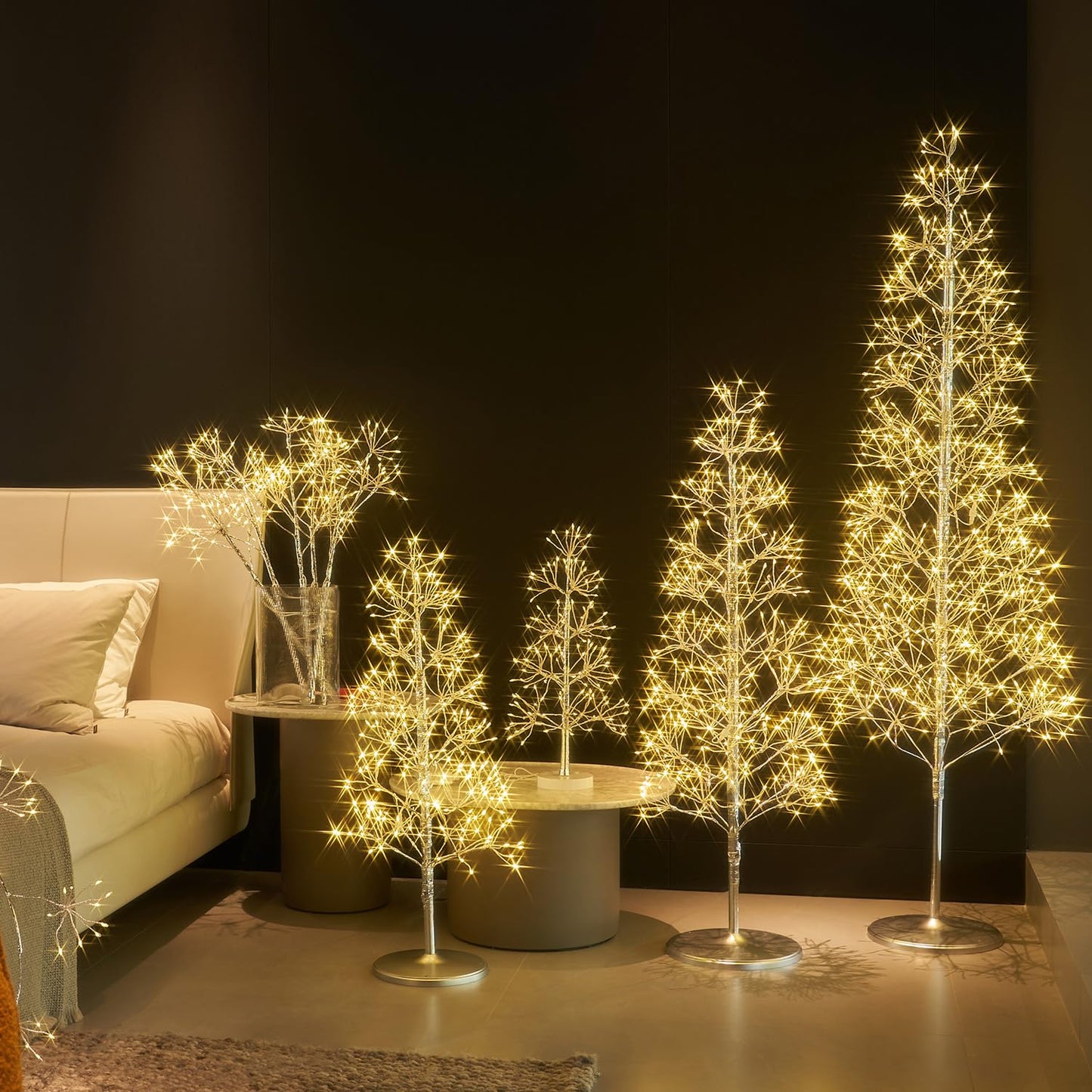 Hairui Lighted Silvery Starburst Branches With Timer 32In 100 Led Fairy Lights Battery Operated Or Usb Plug In  Willow Branch Lights For Home Fireplace Table Christmas Decoration Indoor Outdoor Use