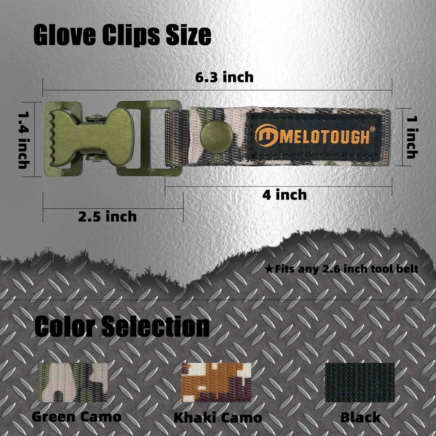 MELOTOUGH Glove Clip Tactical Glove Clips Work Glove Holders Strap with Alligator Clip for Tool Belt,Tool Bag,Tool Backpack