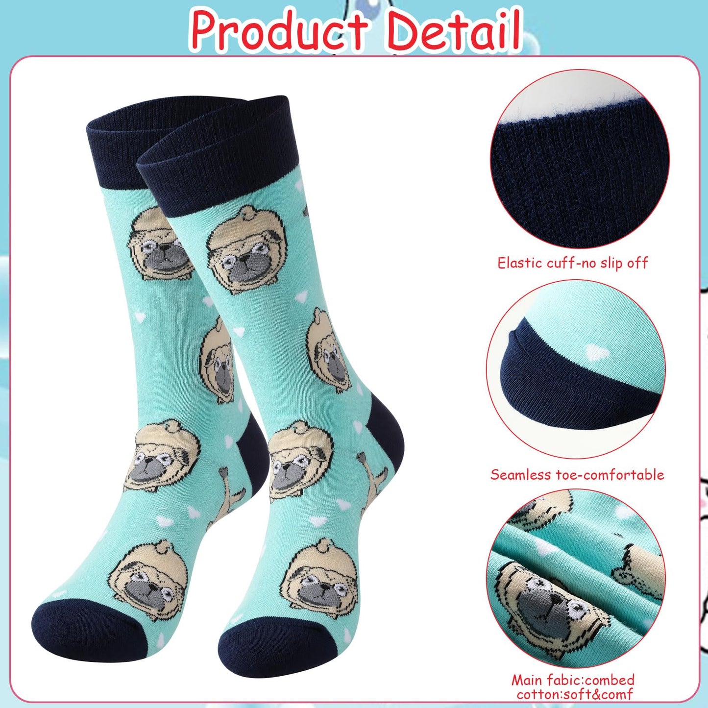 Panitay 6 Pairs Dogs Socks for Women Soft Cotton Socks Cute Animal Gifts for Dog Lovers Veterinary Gifts