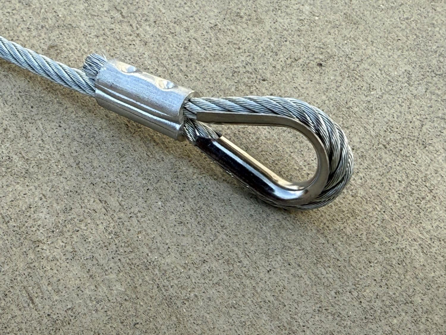 Sandbaggy 3/16" x 50 ft Galvanized Braided Steel Cable w/Looped End (7x19 Wire Rope) (2, Silver, 3/16" x 50 ft)