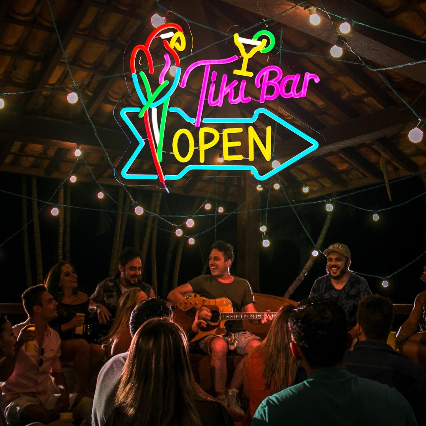 Tiki Bar Open Neon Sign For Wall Decor Parrot malt-inspired Tiki Bar Open Led Light Up Dimmable Signs Compatible With Timer For Pub Party Man Cave Room Restaurant Business Party Art Decor