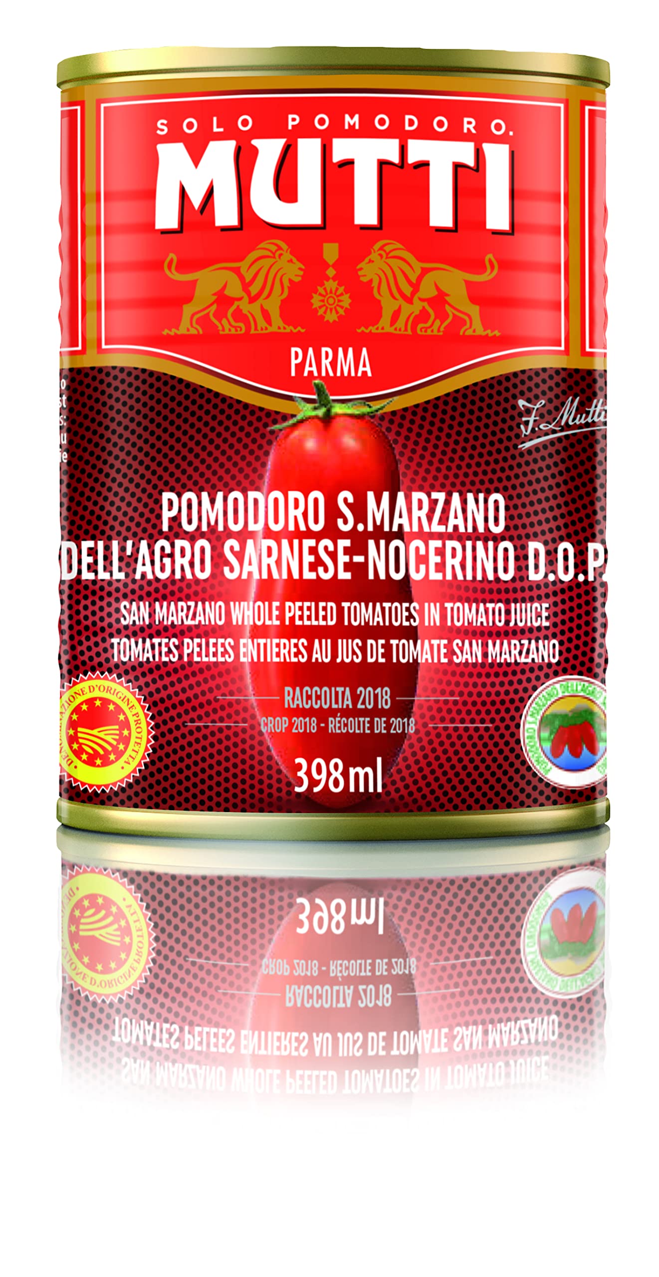Mutti Whole Peeled Authentic San Marzano PDO Tomatoes (Pelati), 14 oz. | 6 Pack | Italys #1 Brand of Tomatoes |  Canned Tomatoes