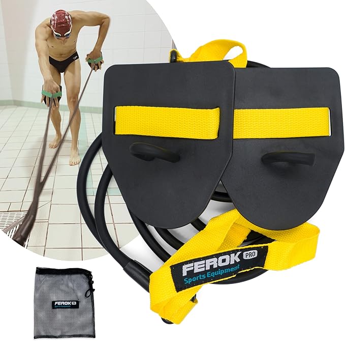 Ferok Pro - Swimming Resistance Band Set with Paddles – The Ultimate Swim Training Equipment for Dryland Workout - Resista...