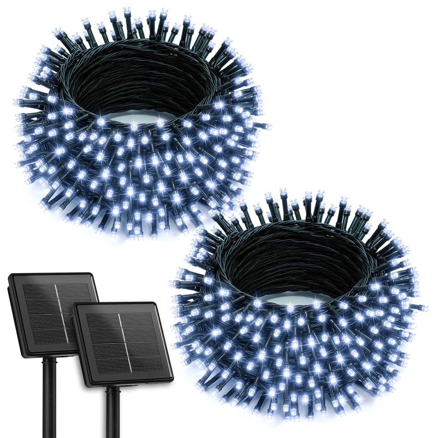 Brightown 2 Pack Solar String Lights Outdoor  Total 144Ft 400 Led Twinkle Fairy Lights Waterproof With 8 Modes Auto On/Off For Patio Tree Garden Party Home Wedding Christmas Decorations (Cool White)