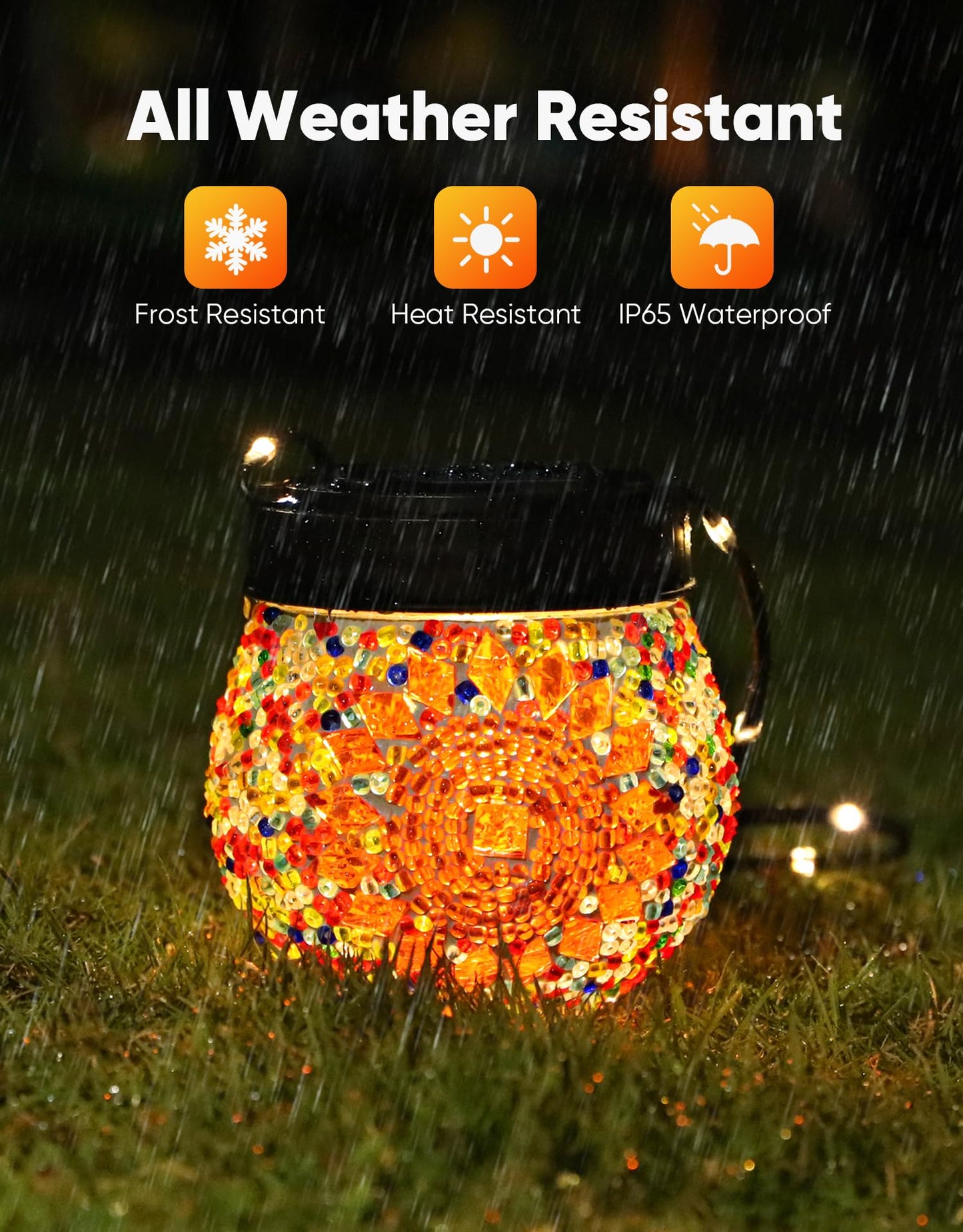 Mosaic Solar Lights Outdoor 2 Pack  Solar Hanging Lanterns Christmas Halloween Gifts For Women Mom Grandma  Waterproof Glass Globe Lights  Garden Patio Decor For Yard  Tree  Balcony  Warm