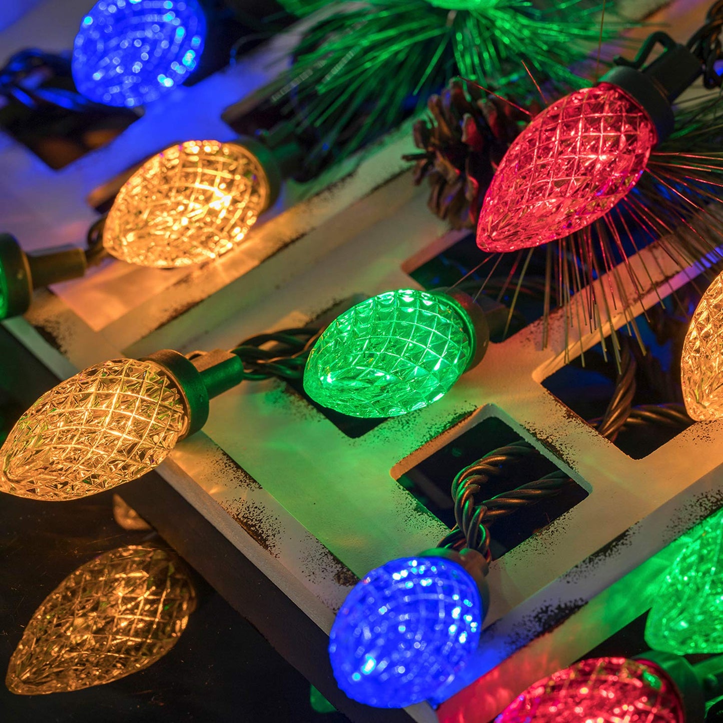 AWQ C9 Christmas String Lights 100 LED 81FT Multicolor Waterproof 8 Modes Timer Indoor Outdoor