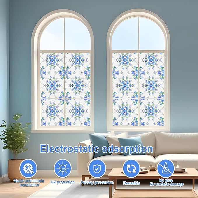 Frosted Glass Window Frosting Film Window Privacy Film One Way Privacy Windows Clings Static Cling Home Room Bathroom Spring Decor Car Decorations Tint Door Cover Renter Friendly Stickers