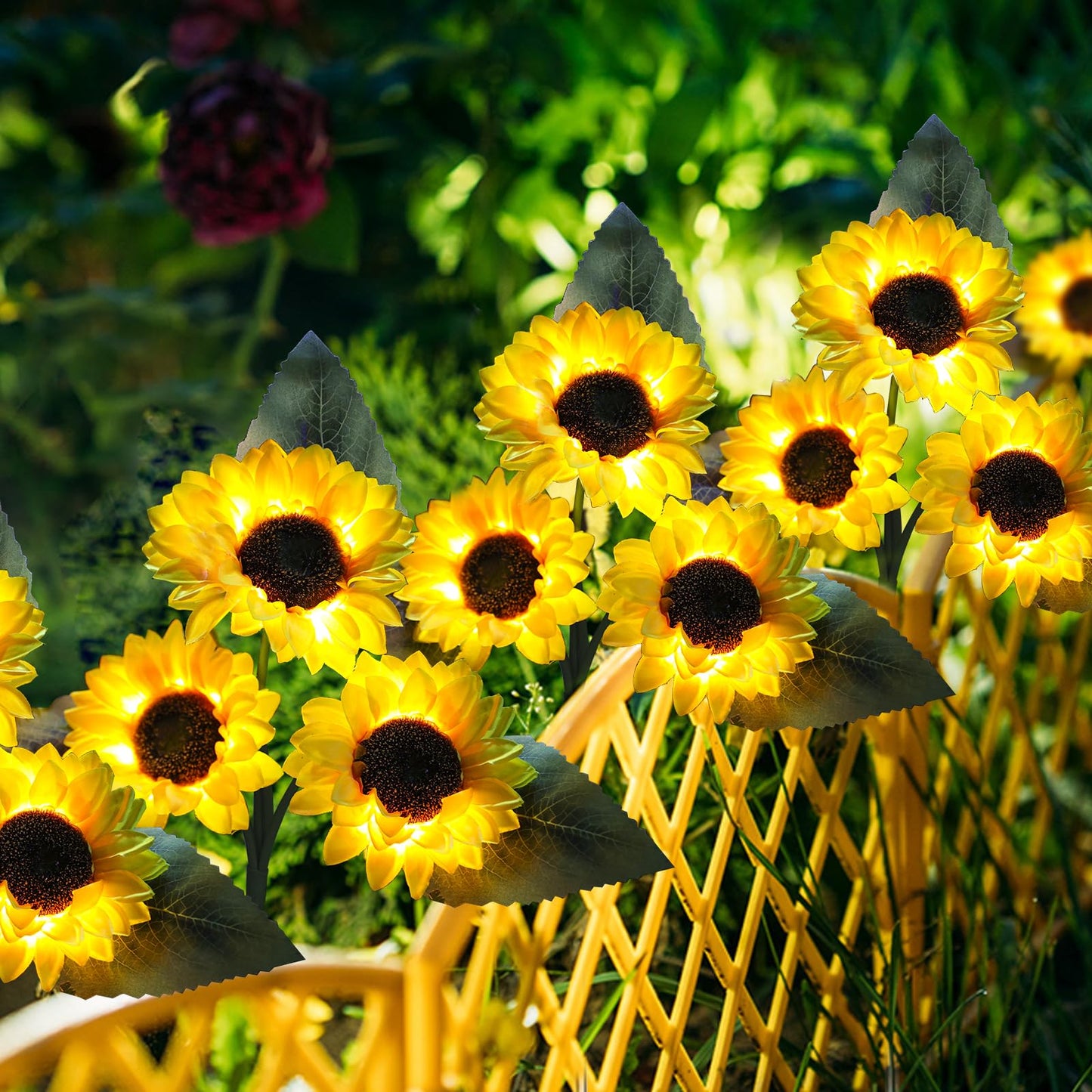 Solar Sunflower Outdoor Garden Lights  4 Pack With 12 Sunflower Waterproof Garden Decor  Gifts For Mom Grandma  Waterproof Decorative Lights For Pathways Patios And Yards Decorations