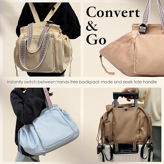 Diaper Bag Tote for Moms & Women, Large Capacity Multi-Functional Tote with 16 Compartments, Convertible Backpack & Shoulder Bag for Work, Travel, Shopping & Picnic (Stone Gray)