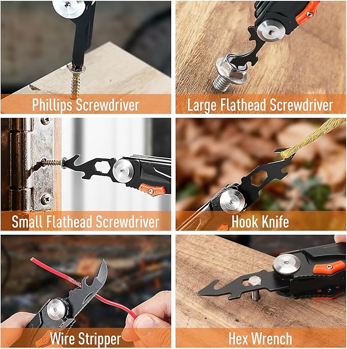 ZOOI Stocking Stuffers for Men Adults, Pocket Multitool Gifts for Men Dad Him, Mens Stocking Stuffers, Mens Christmas Dad Gifts, White Elephant Gift for Adults, Pocket Tools for Fishing Camping Gear