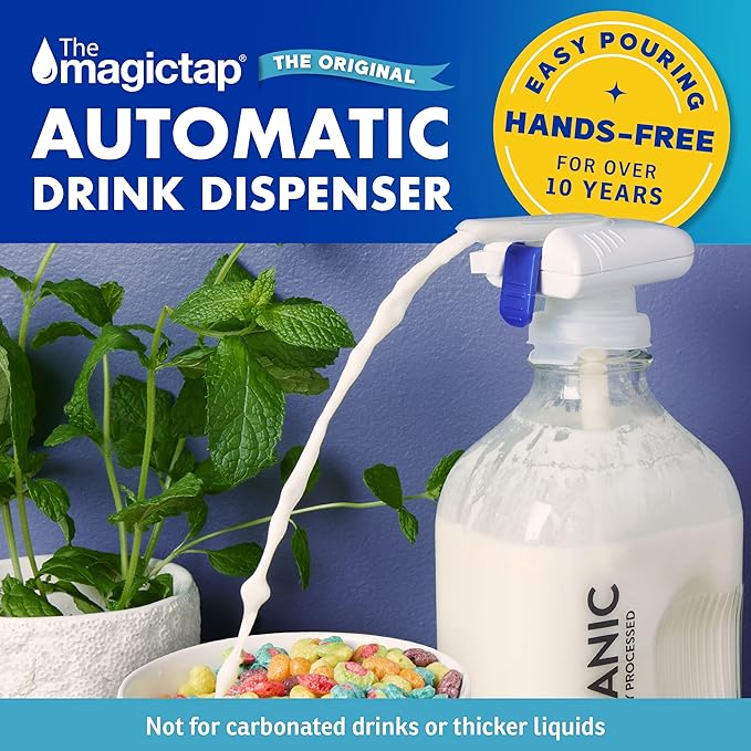 The Magic Tap Automatic Drink Dispenser - Hands-Free Beverage Dispenser for Fridge - Perfect for Milk, Juice - Gifts for Women & Men - 3 Pack, Black