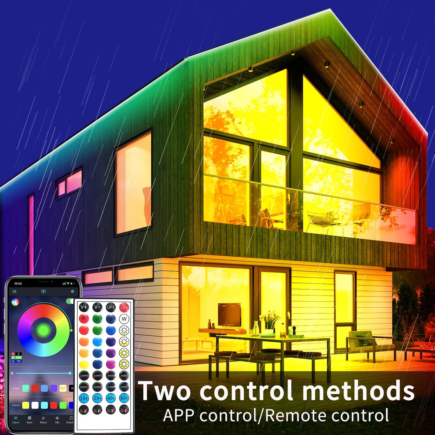 vimeepro 100Ft Outdoor Waterproof LED Strip Lights, RGB Color Changing, IP68, App & Remote Control, Model vimeepro-ledFS100FT02