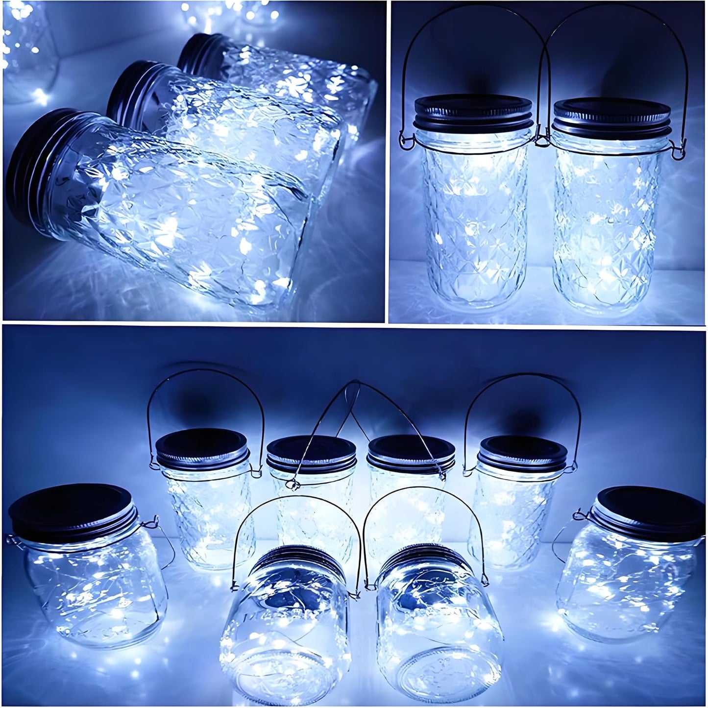 VOOKRY 12 Pack Solar Mason Jar Lights, 30 LED, Waterproof Fairy String Lights, Cool White, Model MSGLG