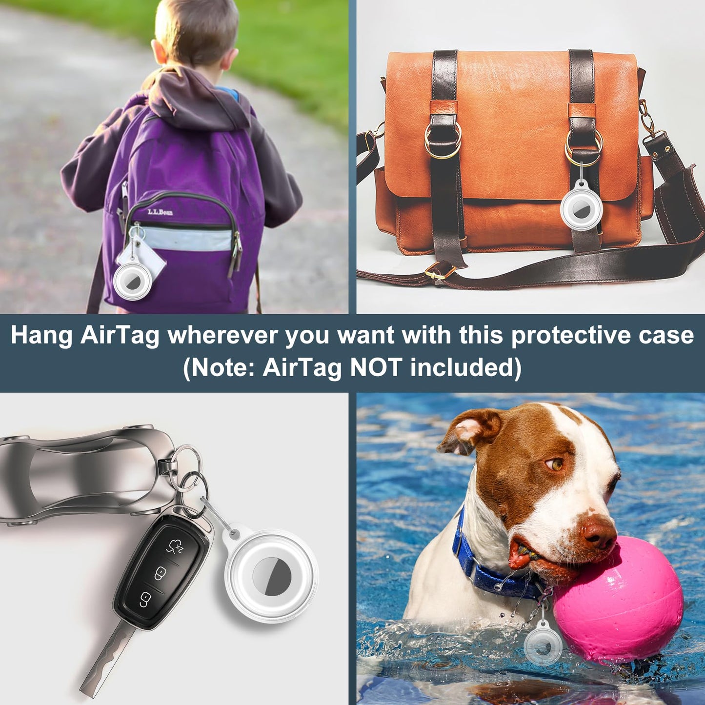 2 Pack Ipx8 Waterproof Compatible With Airtag Keychain Holder Case,Lightweight, Anti-Scratch,Easy Installation,Soft Full-Body Sh