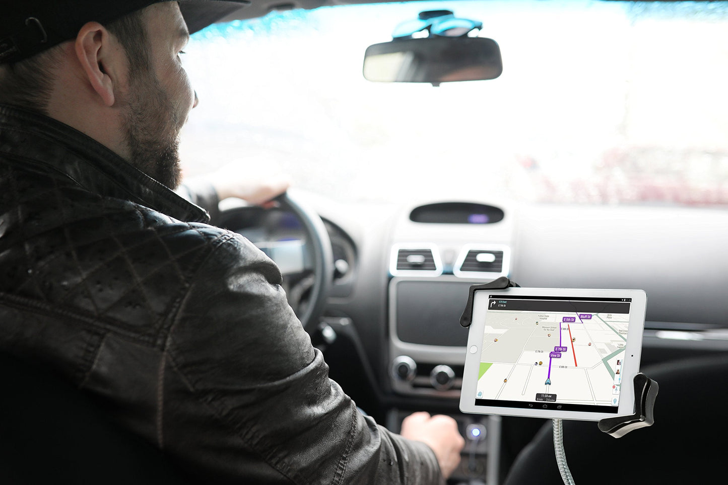 Gooseneck Car Mount - Cta Tilting & 360-Degree Rotating Vehicle Tablet Mount With Gooseneck For Ipad 10Th Gen 10.9 - Ipad 7Th/8/