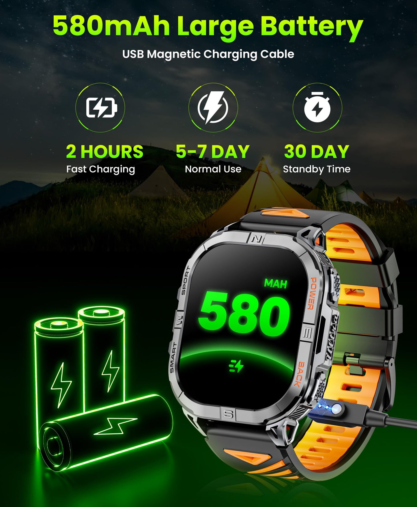 Joautrial Military Smart Watch for Men Built-in GPS with LED Flashlight Compass, 2.13" AMOLED Tactical Smart Watches with Answer/Make Calls, 3ATM Waterproof Fitness Tracker for iPhone Android (Black)