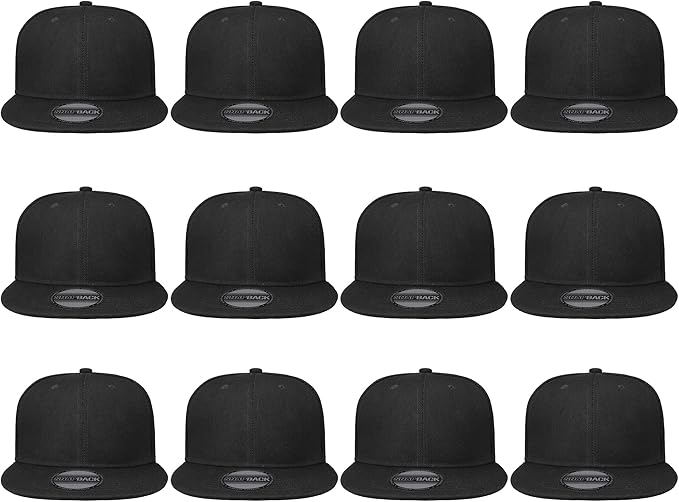Gelante Plain Blank Flat Brim Adjustable Snapback Baseball Caps Wholesale LOT 12 Pack